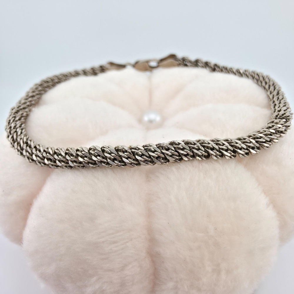 Vtg Italian SUNSTONE IMPORTS Bracelet 925 Sterling Silver Woven Spiral 6.75"